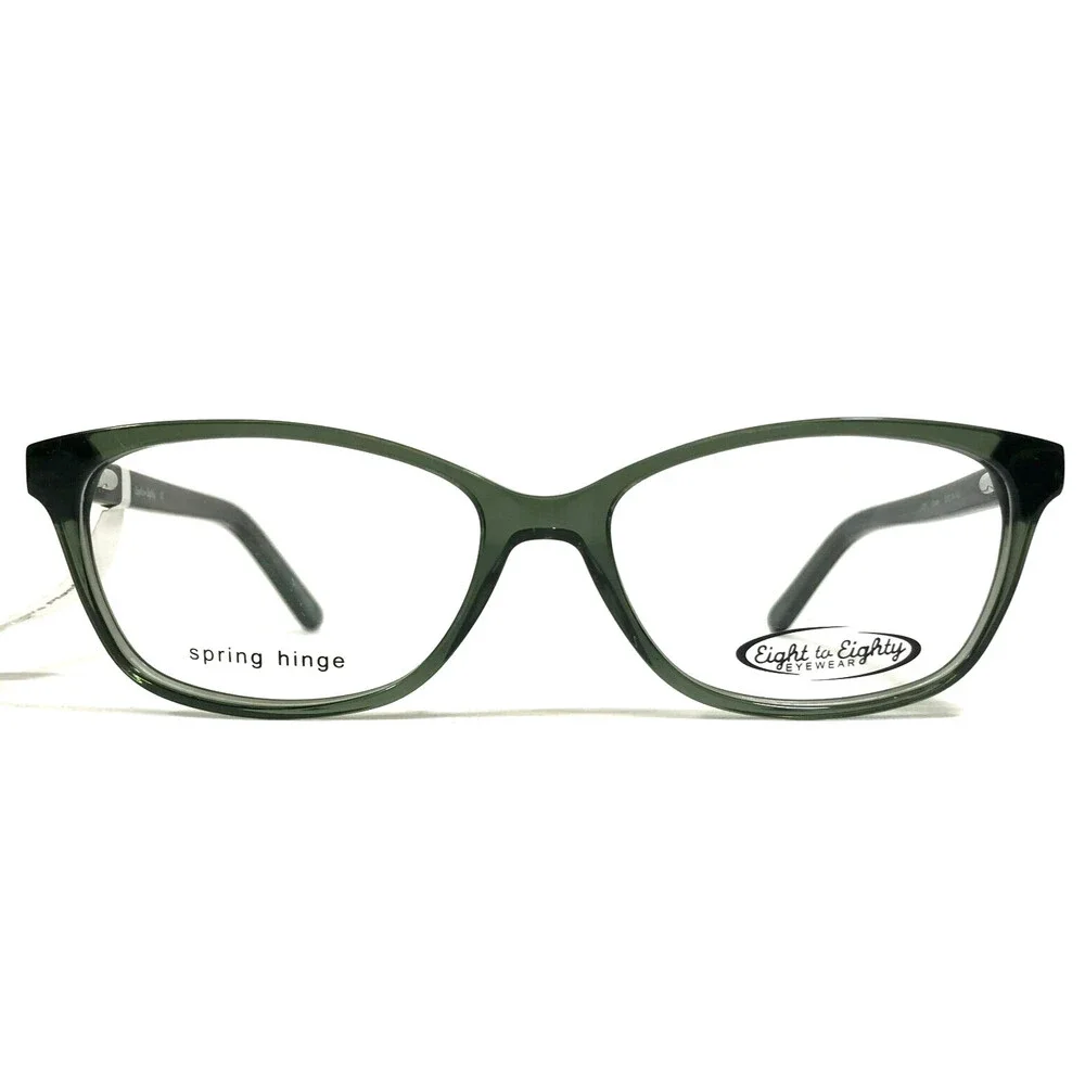 Eight to Eighty Eyeglasses Frames JOY Green Clear Cat Eye Full Rim 52-16-140
